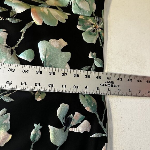 Avenue Womens Size 24 Metallic Black and Green Floral Sheath Midi Dress Evening - Picture 3 of 7